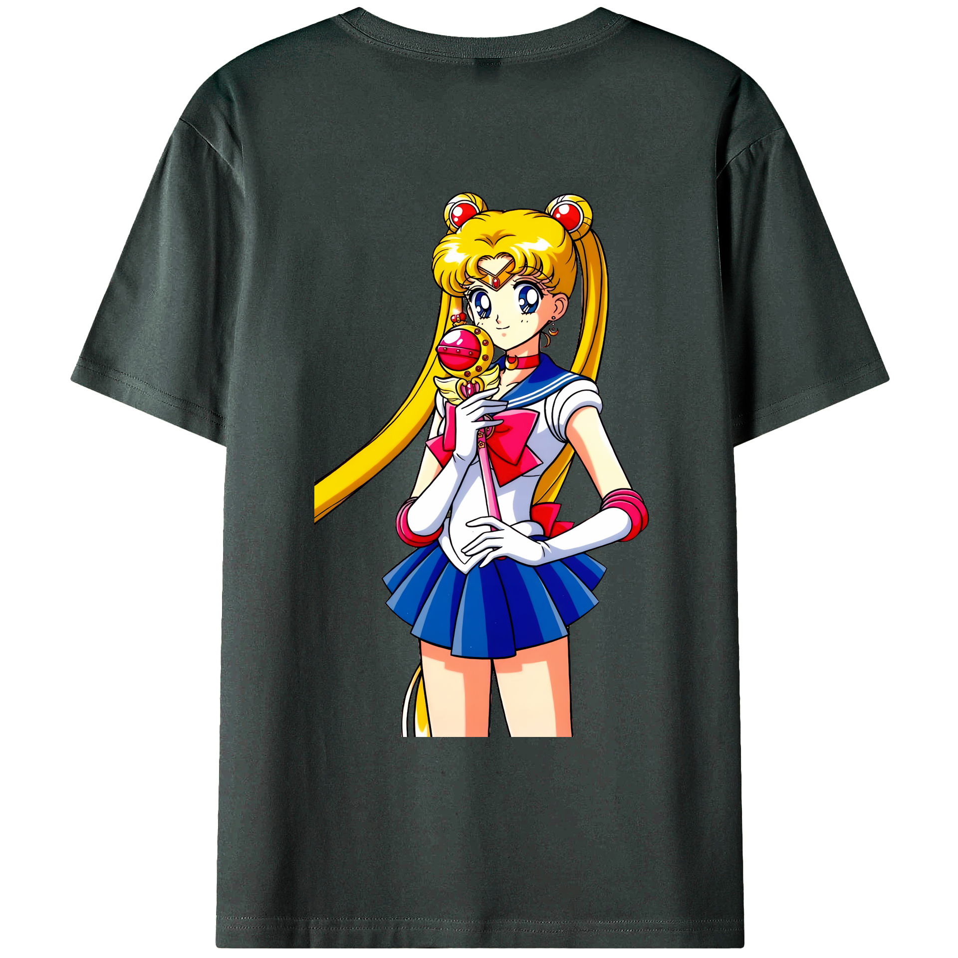 （画像用） 美少女戦士セーラームーン 月野 うさぎ つきの うさぎ Sailor Moon Tsukino Usagi 綿100％ メンズ半袖Tシャツ（バックプリント） 通気性
